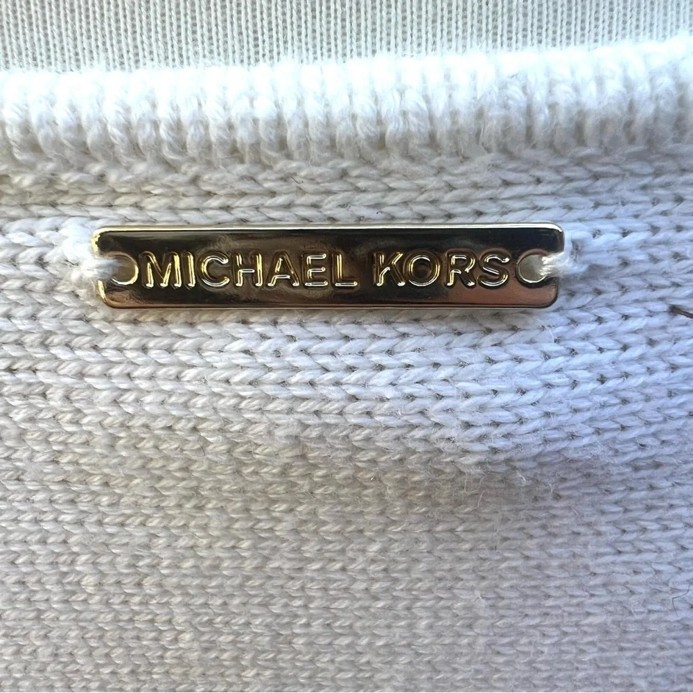 Michael Kors Cream Long Sleeve Top pullover sweater zip sides